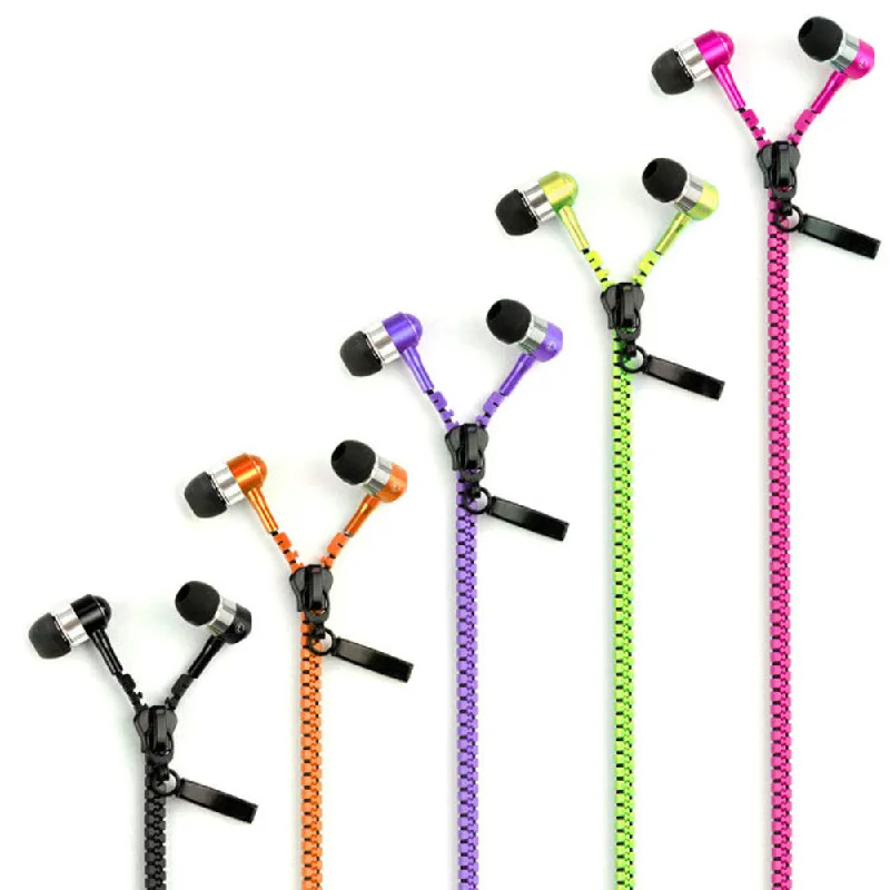 In Ear Metal Zipper Earphones Headphones with MIC 3.5mm Jack for iPhone / HTC / Samsung